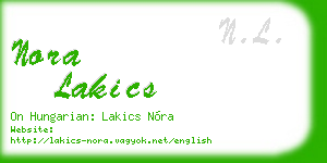 nora lakics business card